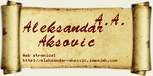 Aleksandar Aksović vizit kartica